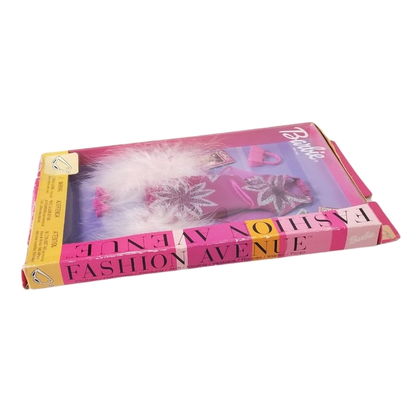 BARBIE Vintage 2002 Fashion Avenue Purple Glitter Dress Feather Boa Outfit NIB - Picture 6 of 12